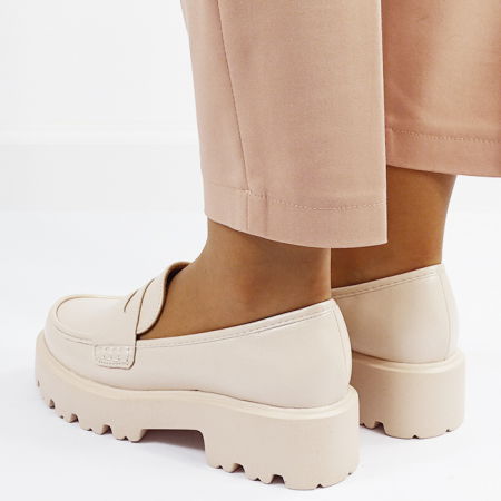Pantofi bej de tip loafers H8-359 M2 [3]
