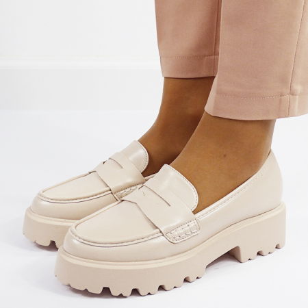 Pantofi bej de tip loafers H8-359 M2 [0]