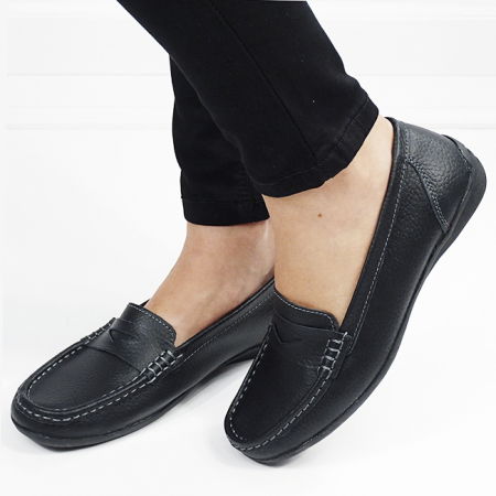 Mocasini si balerini - Mocasini negri din piele naturala 5128 M4