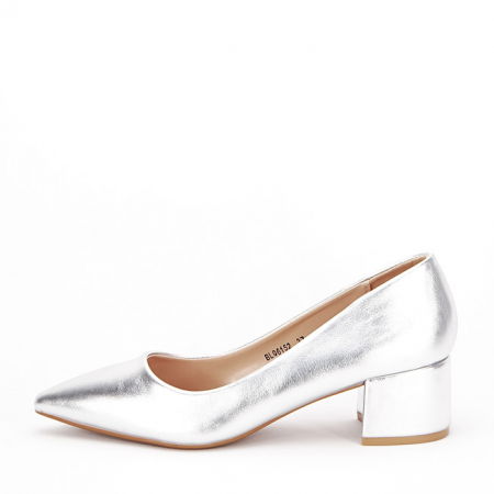 Pantofi - Pantofi argintii cu toc mic Elena 01