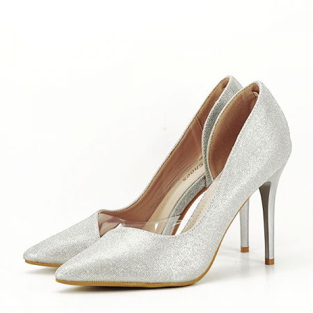 Pantofi - Pantofi argintii decupati lateral N20-680 04