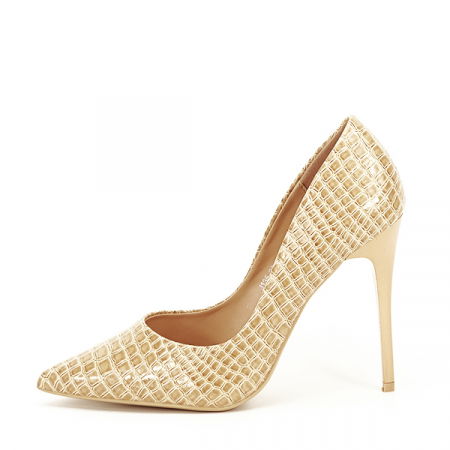 Pantofi cu toc - Pantofi bej cu imprimeu Alice