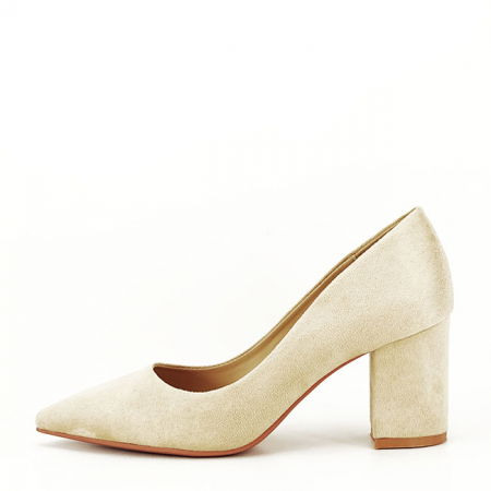 Pantofi - Pantofi bej cu toc gros Adelina 03