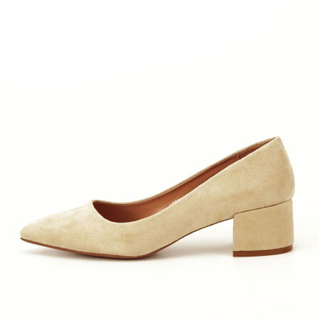 Pantofi - Pantofi bej cu toc mic Carla