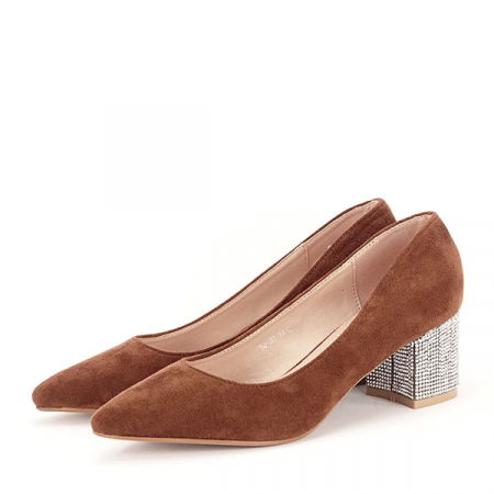 Pantofi - Pantofi maro cu toc mic Ioana
