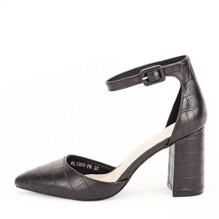 Pantofi - Pantofi negri cu imprimeu Larra 02