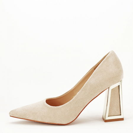 Pantofi - Pantofi nude cu toc comod 3870 02