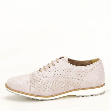 Pantofi - Pantofi oxford din piele naturala roz prafuit Magda 01