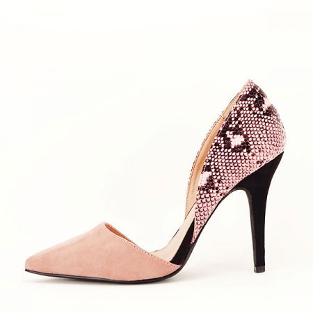 Pantofi - Pantofi roz pudra decupati lateral Lori