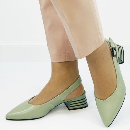 Pantofi - Pantofi verde fistic comozi din piele naturala BY6888-1 01