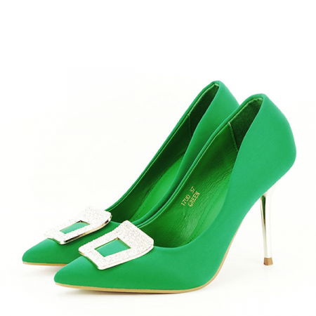 Pantofi - Pantofi verzi cu brosa 1700 02