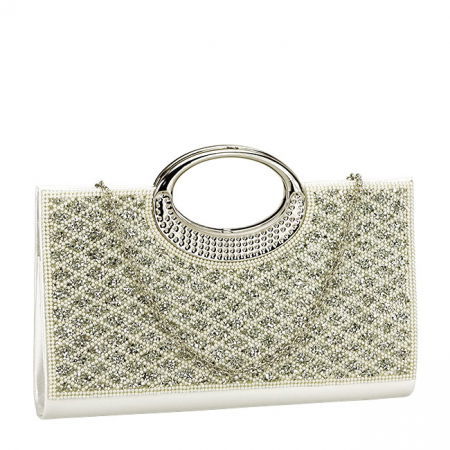 Clutch - Plic elegant cu cristale BYH961 05 Alb