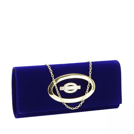 Clutch - Geanta plic din catifea HY2068A 01 Albastru inchis