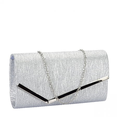 Clutch - Plic argintiu cu sclipici BCK-1108 01