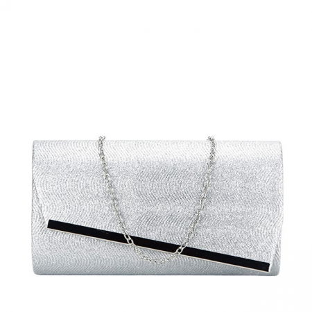 Clutch - Plic argintiu cu sclipici BXQ246 07