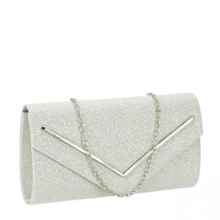 Clutch - Plic argintiu cu sclipici BXQ252 06