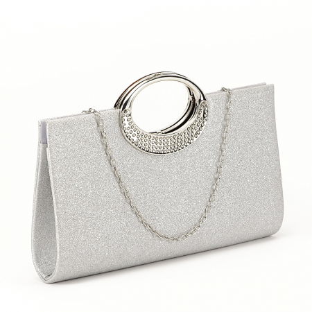 Clutch - Plic argintiu cu sclipici Erica