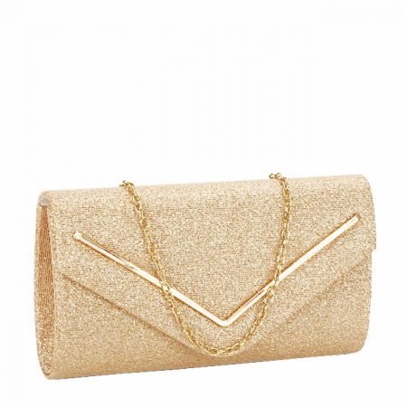Clutch - Plic auriu rose cu sclipici BXQ252 06
