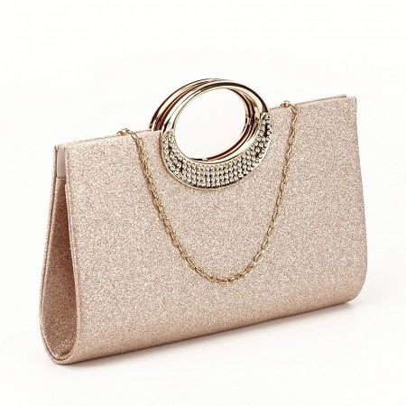 Clutch - Plic champagne cu sclipici Erica