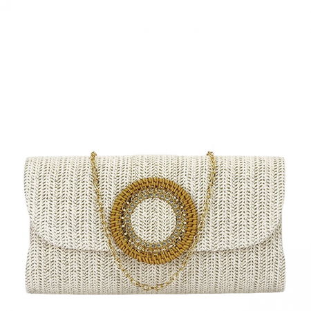 Clutch - Plic crem cu model impletit BJH-751 01