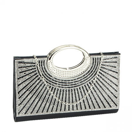 Clutch - Plic negru cu pietre Ramona 05