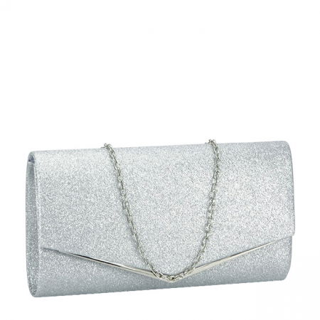 Clutch - Plic argintiu cu sclipici BME-849 06
