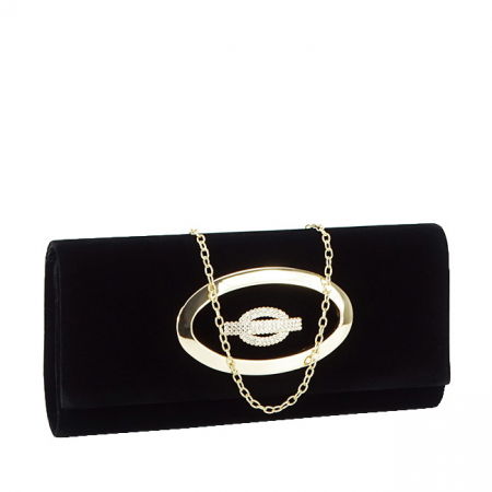 Clutch - Plic negru din catifea HY2068A 01