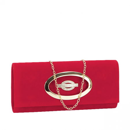 Clutch - Plic rosu din catifea HY2068A 01