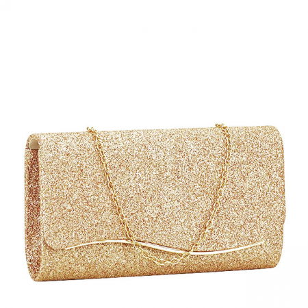 Clutch - Plic elegant cu sclipici BXQ-902 06 Auriu rose