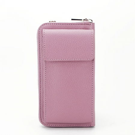 Portofele - Portofel si port telefon roz plamaniu din piele naturala 8971 07