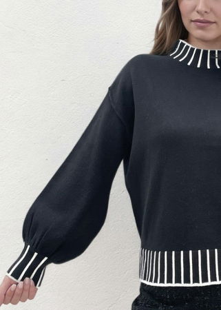 Pulover negru cu maneci usor bufante Z-101 M9 [3]