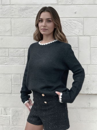 Pulover negru tricotat A-9020 M9 [1]
