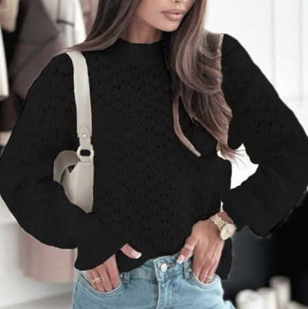 Pulover negru tricotat cu model SH-G1389-WK M8 [1]