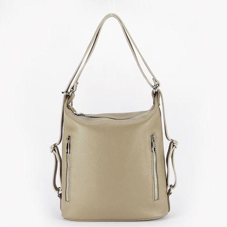 Rucsacuri - Rucsac bej din piele naturala 2 in 1 Lucia 121