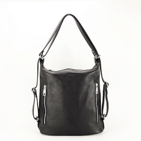 Rucsacuri - Rucsac din piele naturala 2 in 1 negru Lucia 121