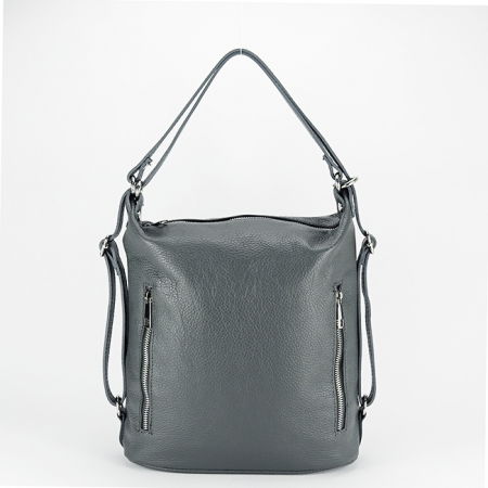 Rucsacuri - Rucsac gri din piele naturala 2 in 1 Lucia 121