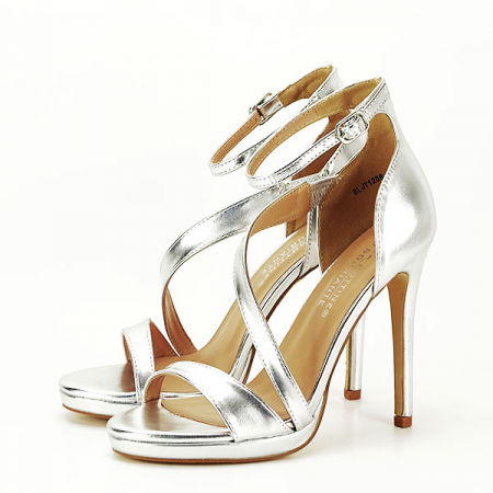 Sandale cu toc - Sandale argintii elegante BLJY1286 128
