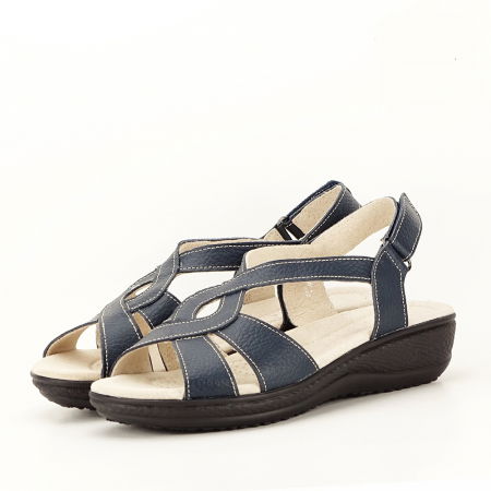 Sandale cu talpa joasa - Sandale bleumarin din piele naturala Mabel