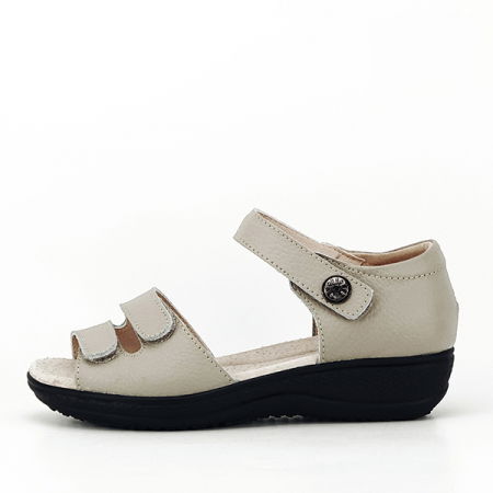 Sandale cu talpa joasa - Sandale gri din piele naturala Agata