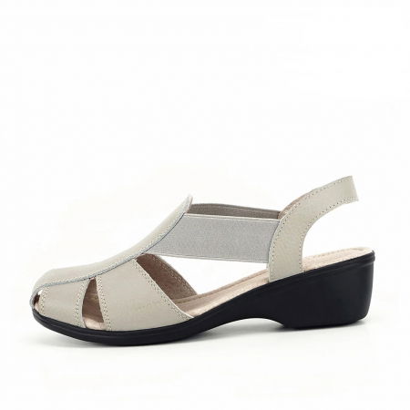 Sandale cu talpa joasa - SANDALE GRI DIN PIELE NATURALA CODRUTA