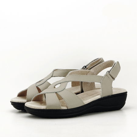 Sandale cu talpa joasa - Sandale gri din piele naturala Mabel