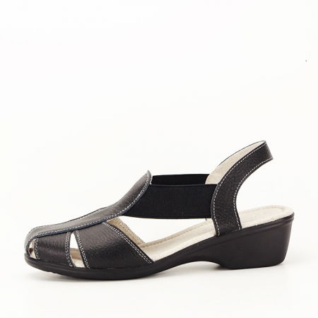 Sandale cu talpa joasa - Sandale negre din piele naturala Codruta