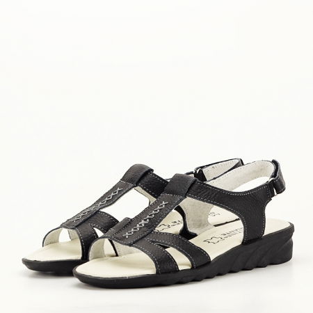 Sandale cu talpa joasa - Sandale negre din piele naturala Silvia