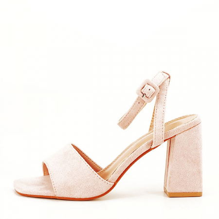 Sandale cu toc - Sandale roz somon cu toc BL6522 130