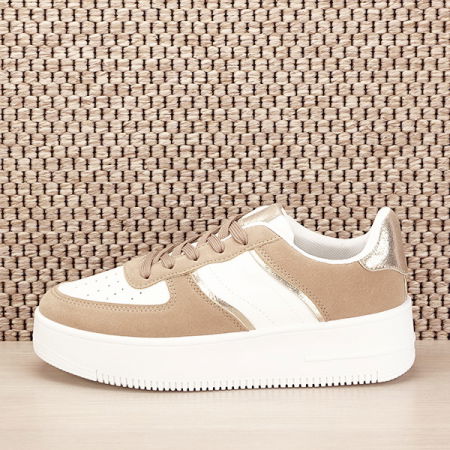 Pantofi - Sneakers alb cu bej Rania