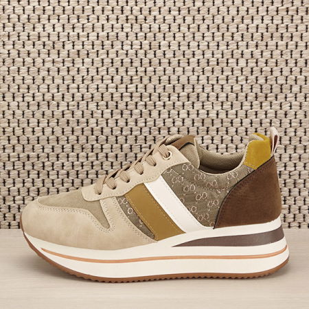Pantofi - Sneakers bej cu maro Larisa