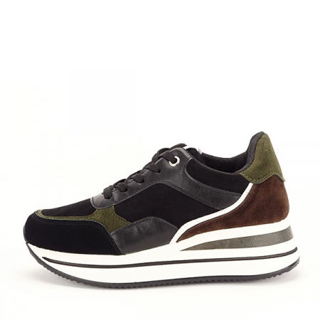 Pantofi sport si sneakers - Sneakers negru cu kaki Erica