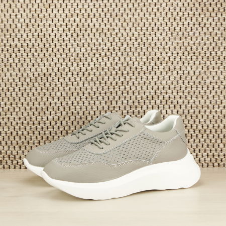 Pantofi - Sneakers piele naturala Aniela gri