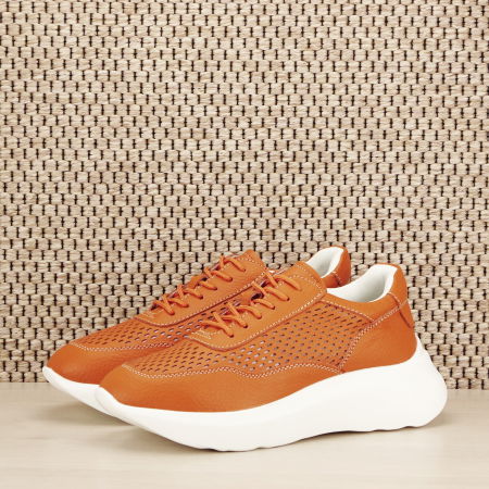Pantofi - Sneakers piele naturala Aniela portocaliu