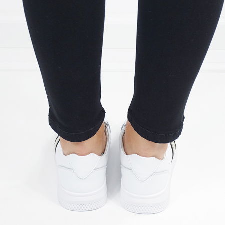 Sneakersi albi cu detalii argintii din piele naturala 5088 M7 [4]